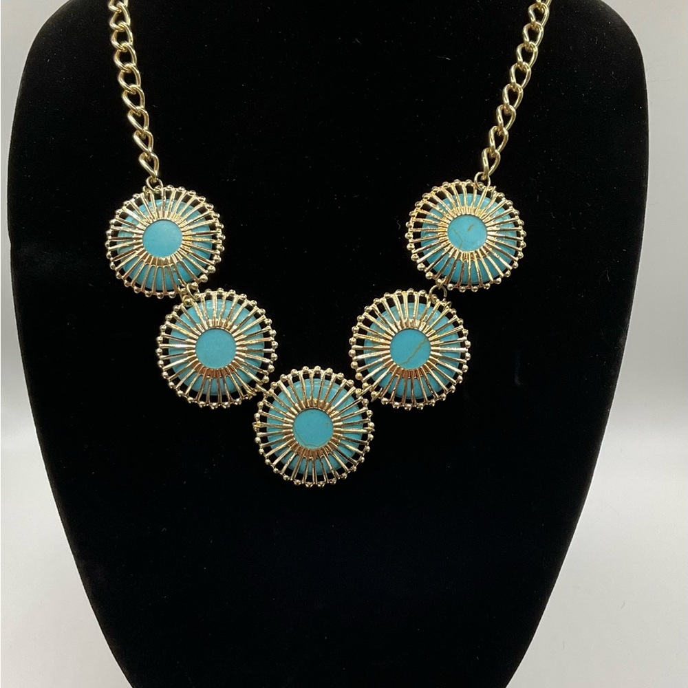 Gold and Turquoise Necklace and Ring Set - Picture 8 of 9